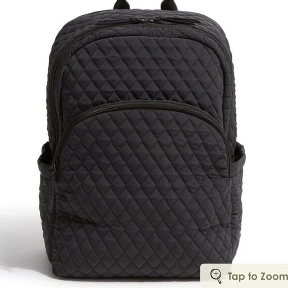 Vera Bradley Black Moonless Night Quilted Polyester Large Laptop Backpack 31 L